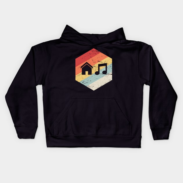 House Music - Vintage Retro Hexagon Kids Hoodie by MeatMan